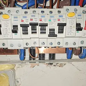 Consumer unit showing incorrect 2.5 mm² cable linked directly to busbar instead of MCB protection.